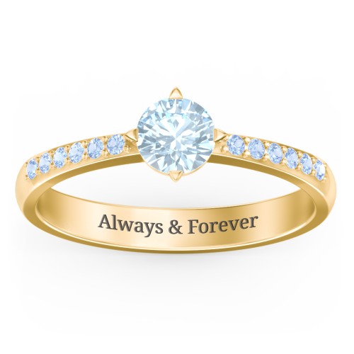 Centre Round Stone Ring with Twin Accent Rows