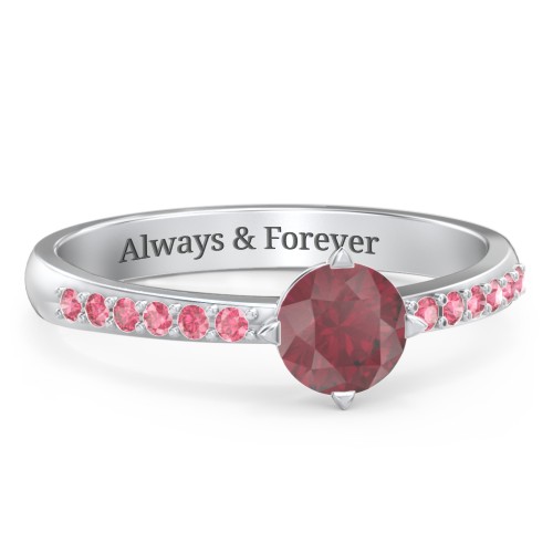 Centre Round Stone Ring with Twin Accent Rows