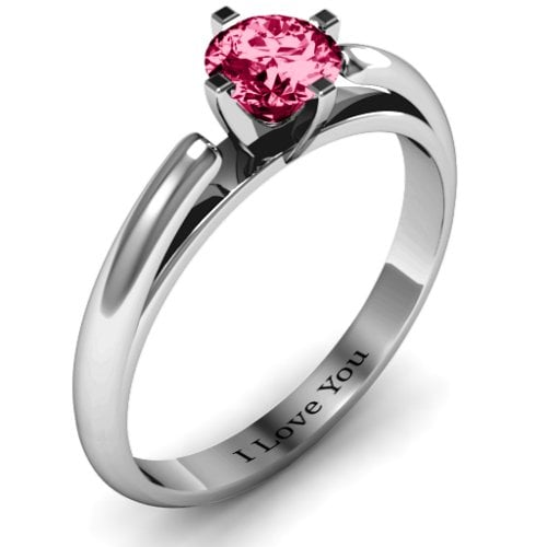 Ski Tip Solitaire Round Ring