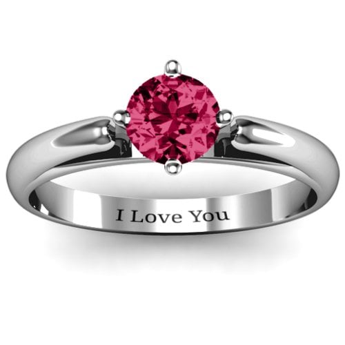 Ski Tip Solitaire Round Ring