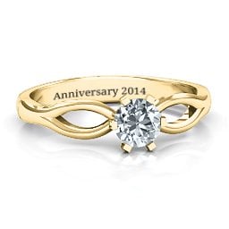 Round Solitaire Figure 8 Shank Ring