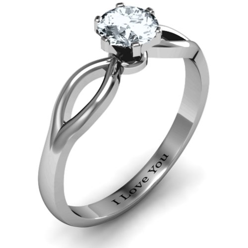Round Solitaire Figure 8 Shank Ring