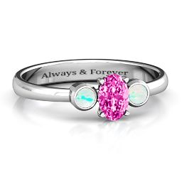 Oval Centre with Twin Bezel Rounds Ring