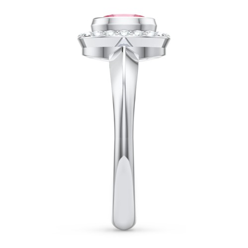 "Royal" Bezel Set Oval Cluster Ring – Sterling Silver with Pink Tourmaline and White Premium Zirconia
