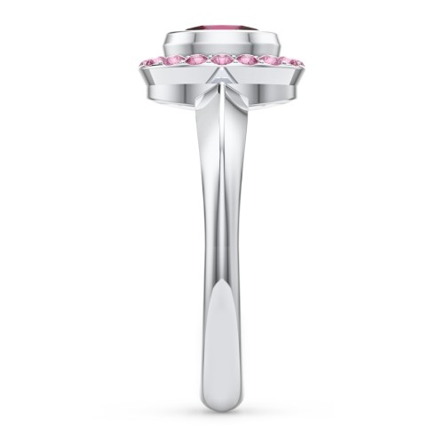 "Royal" Bezel Set Oval Cluster Ring – Sterling Silver with Ruby and Red Premium Zirconia