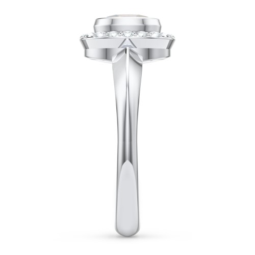 "Royal" Bezel Set Oval Cluster Ring – Sterling Silver with Opal and White Premium Zirconia
