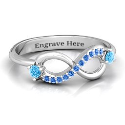 Double Stone Infinity Accent Ring in 925 Sterling Silver with Blue Topaz and Fancy Blue Premium Zirconia
