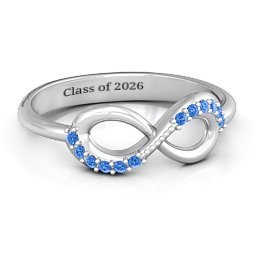 Infinity Accent Ring in 925 Sterling Silver with Fancy Blue Premium Zirconia