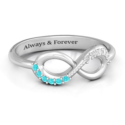 Infinity Accent Ring – Sterling Silver with Mint Premium Zirconia and White Premium Zirconia
