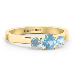 Three Stone Eternity Ring in 18K Gold Plated Silver with Blue Topaz