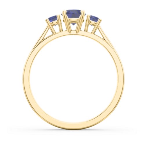 Three Stone Eternity Ring – 18K Gold Plated Silver with Blue Sapphire