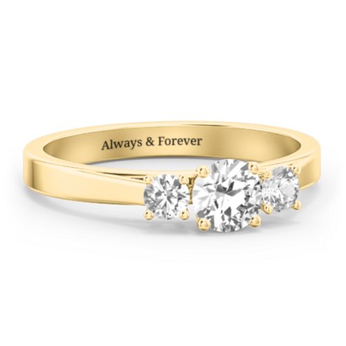 Three Stone Eternity Ring – 18K Gold Plated Silver with Cubic Zirconia