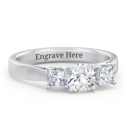 Three Stone Eternity with Princess Accents Ring