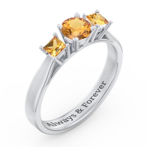 Three Stone Eternity with Princess Accents Ring