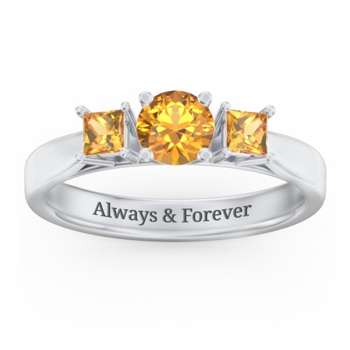 Three Stone Eternity with Princess Accents Ring