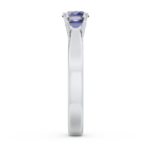 Three Stone Eternity with Princess Accents Ring – Sterling Silver with Blue Sapphire