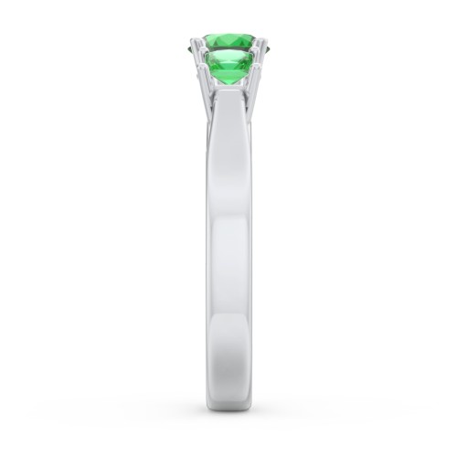 Three Stone Eternity with Princess Accents Ring – Sterling Silver with Emerald
