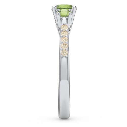 Three Stone Eternity Ring with Twin Accent Rows