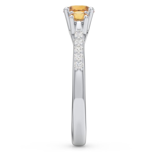 Three Stone Eternity Ring with Twin Accent Rows