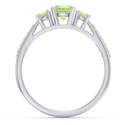 Three Stone Eternity Ring with Twin Accent Rows