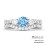 Three Stone Eternity Ring with Twin Accent Rows – Sterling Silver with Blue Sapphire, Opal, and Fancy Blue Premium Zirconia