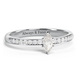 Elegant Marquise with Accent Band Ring in 925 Sterling Silver with Cubic Zirconia and White Premium Zirconia