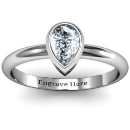 Pear with Raised Bezel Set Ring in 925 Sterling Silver with Cubic Zirconia