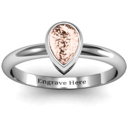 Pear with Raised Bezel Set Ring in 925 Sterling Silver with Morganite
