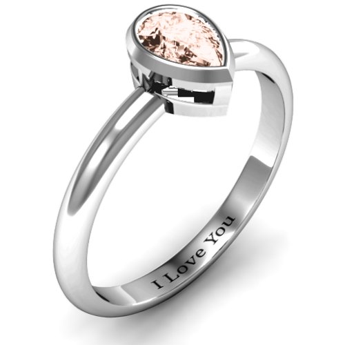 Pear with Raised Bezel Set Ring – Sterling Silver with Morganite