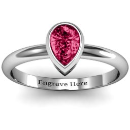 Pear with Raised Bezel Set Ring in 925 Sterling Silver with Ruby