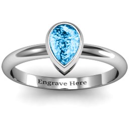 Pear with Raised Bezel Set Ring in 925 Sterling Silver with Blue Topaz