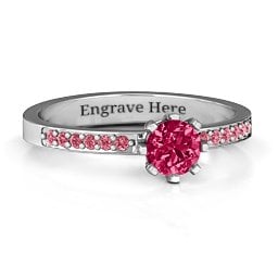 8 Prong Set Solitaire Ring with Shoulder Accents