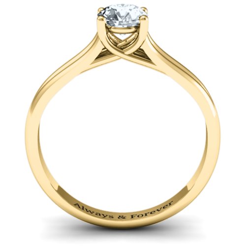 Split Shank Solitaire Ring – 10K Yellow Gold with Cubic Zirconia