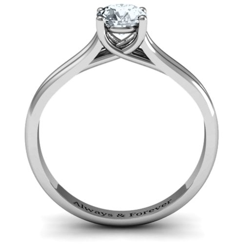 Split Shank Solitaire Ring – Sterling Silver with Diamond