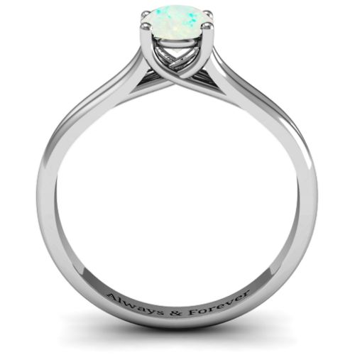 Split Shank Solitaire Ring – Sterling Silver with Opal