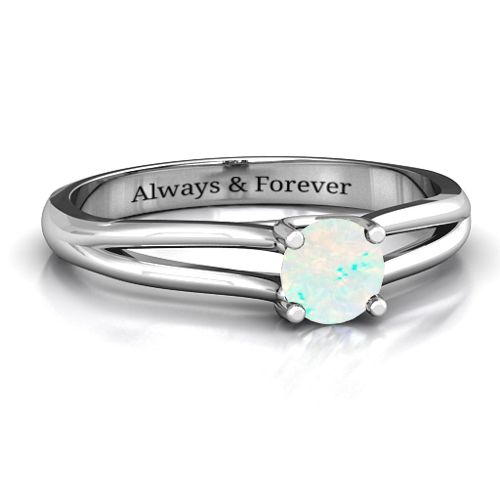 Split Shank Solitaire Ring – Sterling Silver with Opal