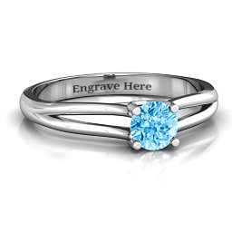 Split Shank Solitaire Ring in 925 Sterling Silver with Blue Topaz