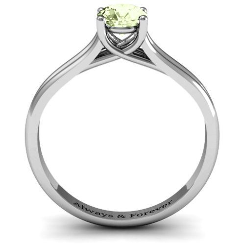 Split Shank Solitaire Ring – Sterling Silver with Peridot