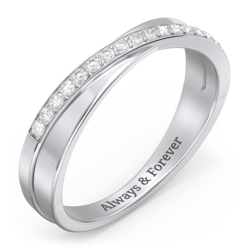 Accent Crossover Ring – Sterling Silver with White Premium Zirconia