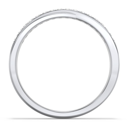 Accent Crossover Ring – Sterling Silver with White Premium Zirconia