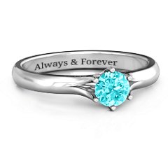 6 Prong Solitaire Ring – 10K Rose Gold with Mint Premium Zirconia
