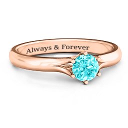 6 Prong Solitaire Ring in 10K Solid Rose Gold with Mint Premium Zirconia