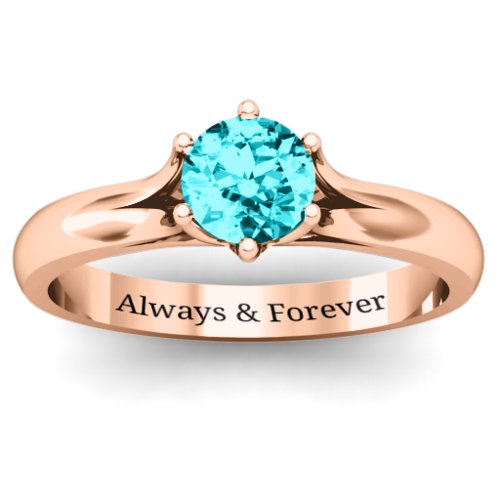 6 Prong Solitaire Ring – 10K Rose Gold with Mint Premium Zirconia
