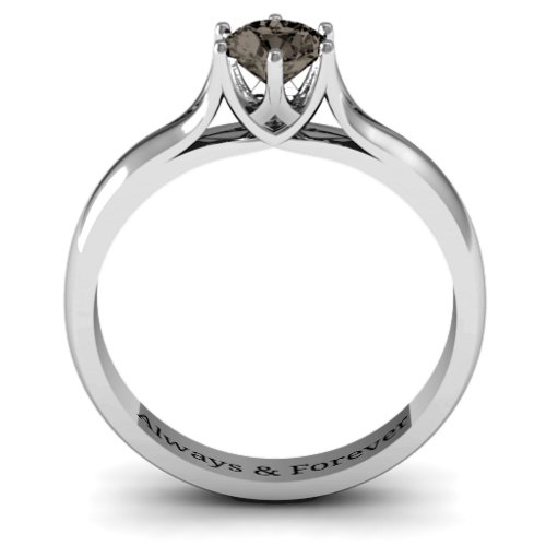 6 Prong Solitaire Ring – Sterling Silver with Smokey Quartz