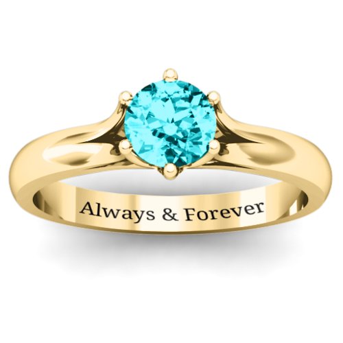 6 Prong Solitaire Ring – 10K Yellow Gold with Mint Premium Zirconia