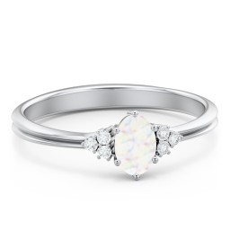 Solitaire Oval with Triple Accents Ring