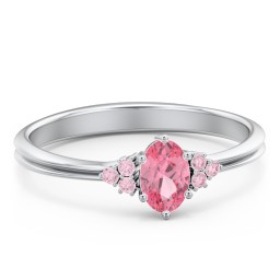 Solitaire Oval with Triple Accents Ring