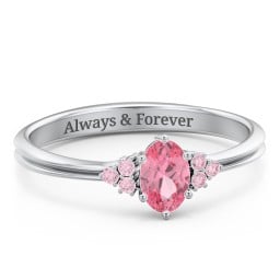 Solitaire Oval with Triple Accents Ring