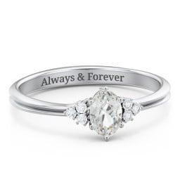 Solitaire Oval with Triple Accents Ring
