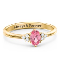 Solitaire Oval with Triple Accents Ring